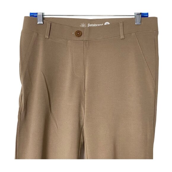 BETABRAND Women Bootcut Pants Pull On Sz MP Khaki Yoga Trousers Casual 68-14 - Picture 3 of 10